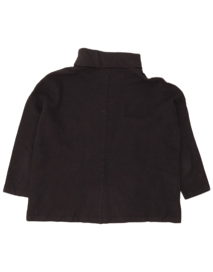 Suéter feminino Cos manga 3/4 com gola redonda Reino Unido 14 lã azul marinho médio