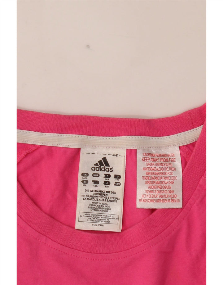 ADIDAS Girls T-Shirt Top 15-16 Years Pink Cotton Vintage Adidas and Second-Hand Adidas from Messina Hembry 
