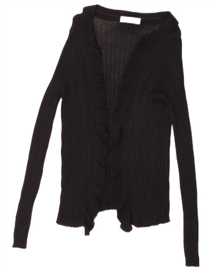 Zara Suéter Cardigan Aberto Feminino Reino Unido 16 Grande Preto