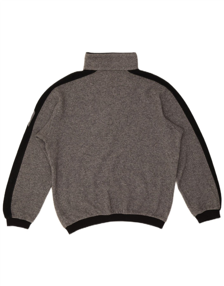 Suéter masculino Bogner com zíper e gola grande, lã colorblock cinza
