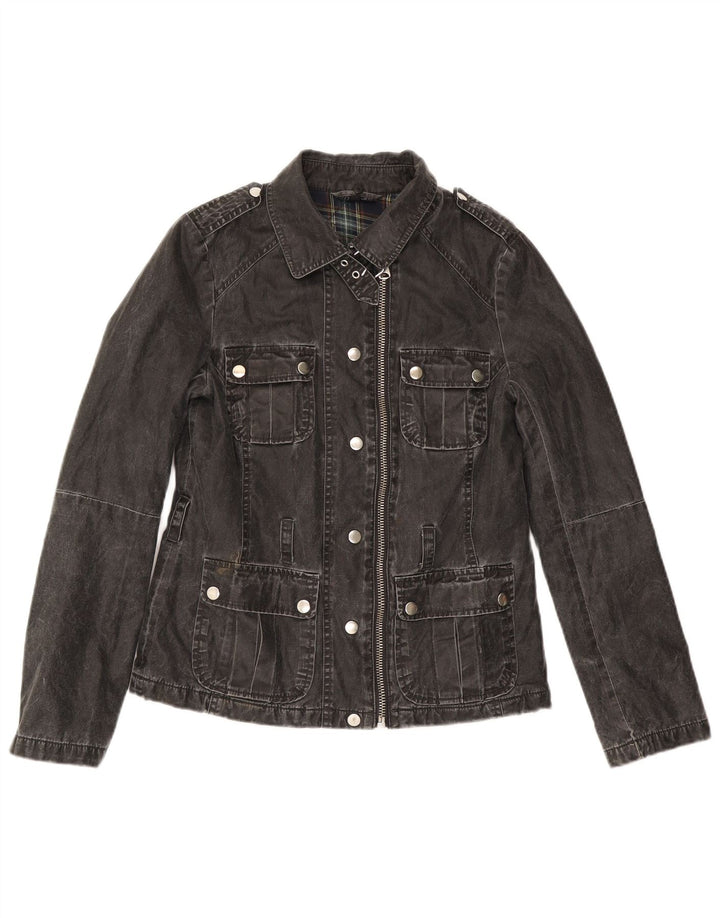 Jaqueta jeans feminina Topshop Reino Unido 8 pequena preta poliacrílica