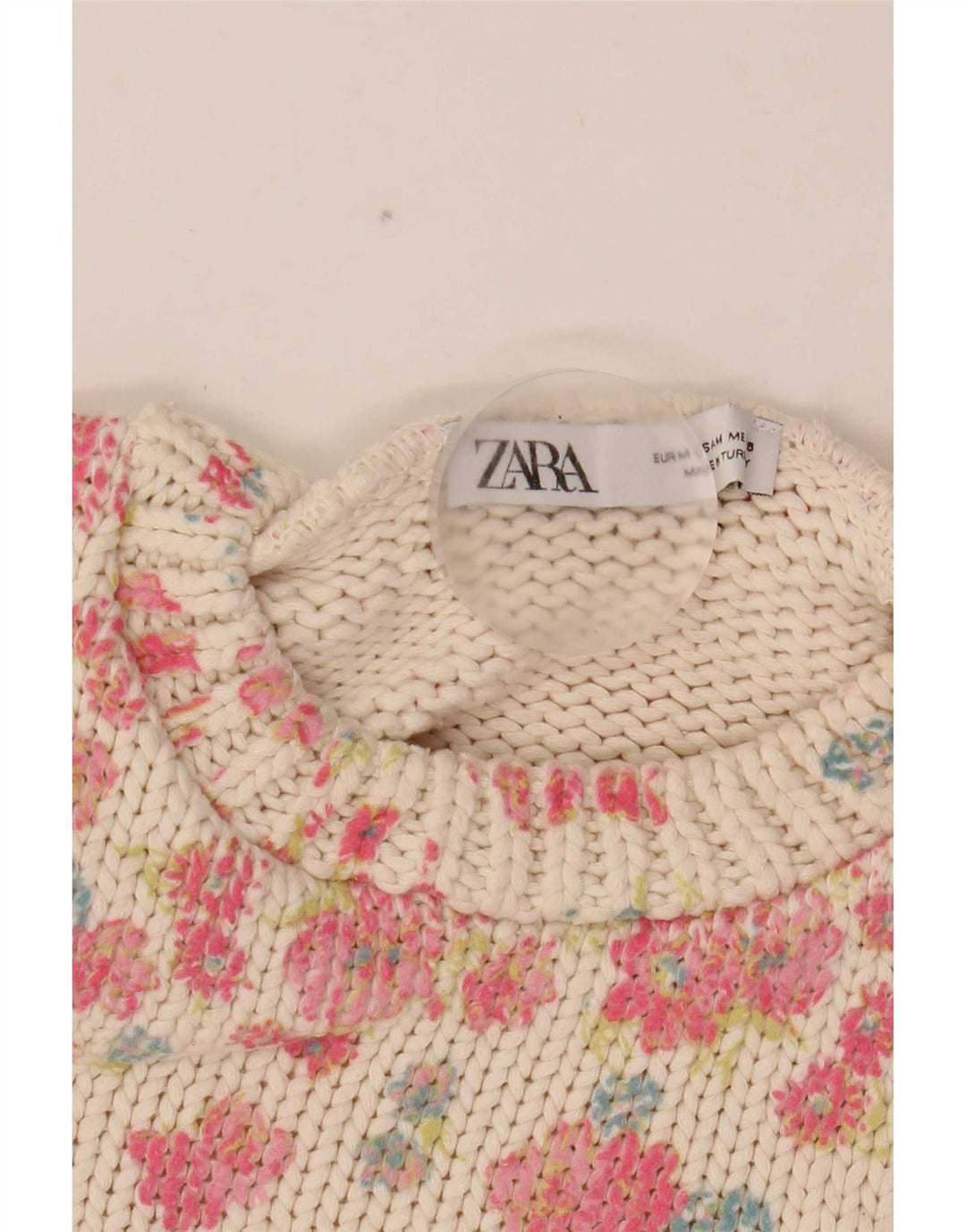 Zara Womens Crop Vest Tank Top UK 12 Médio Branco Floral Poliéster