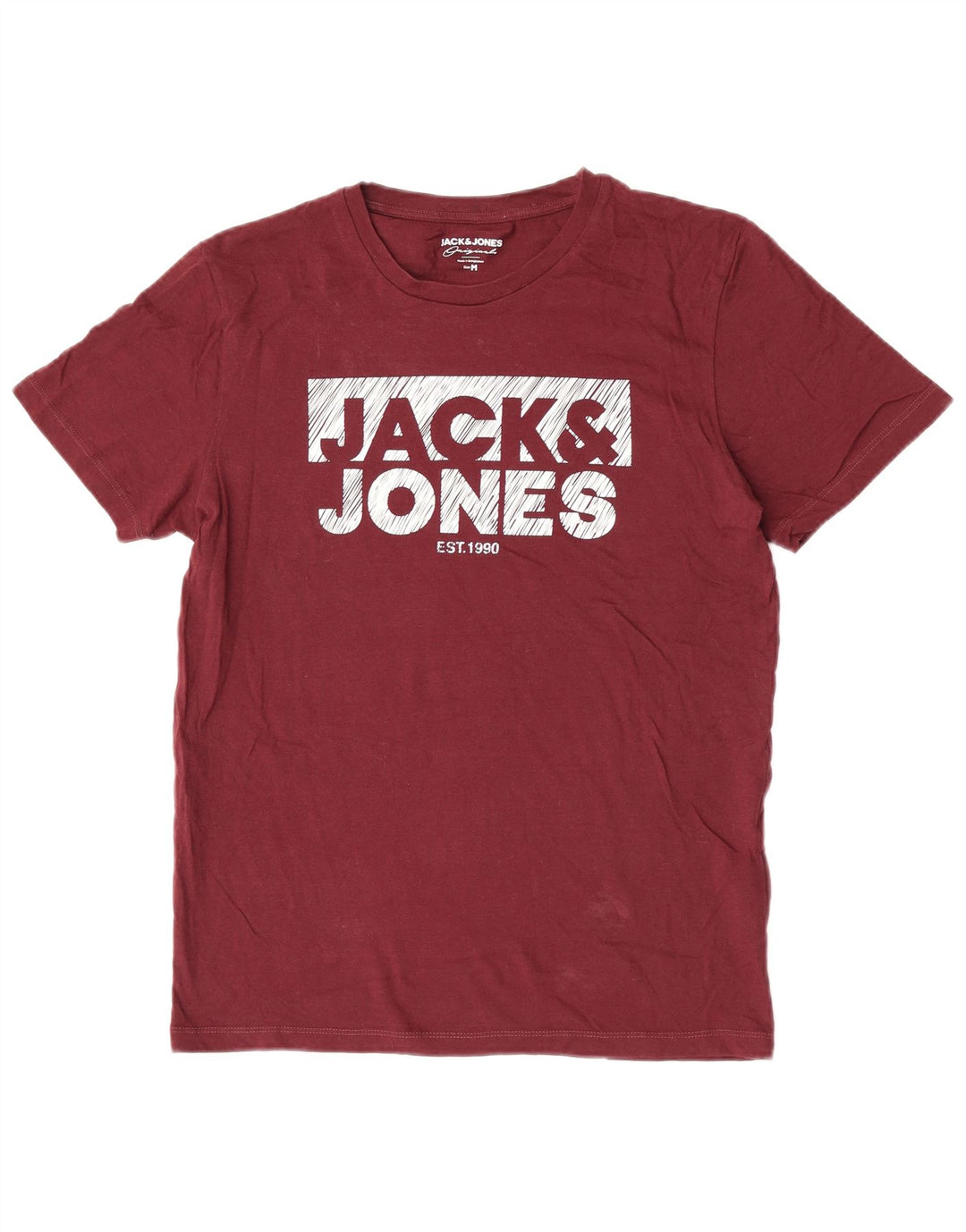 Camiseta gráfica masculina Jack & Jones Top médio algodão marrom