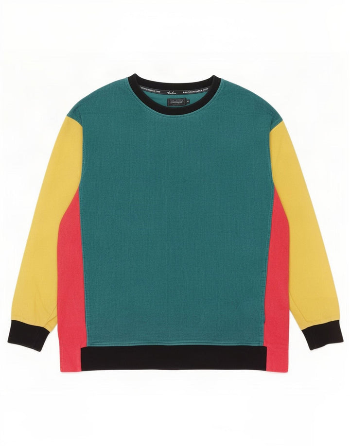 Moletom masculino vintage jumper médio multicolorido colorblock
