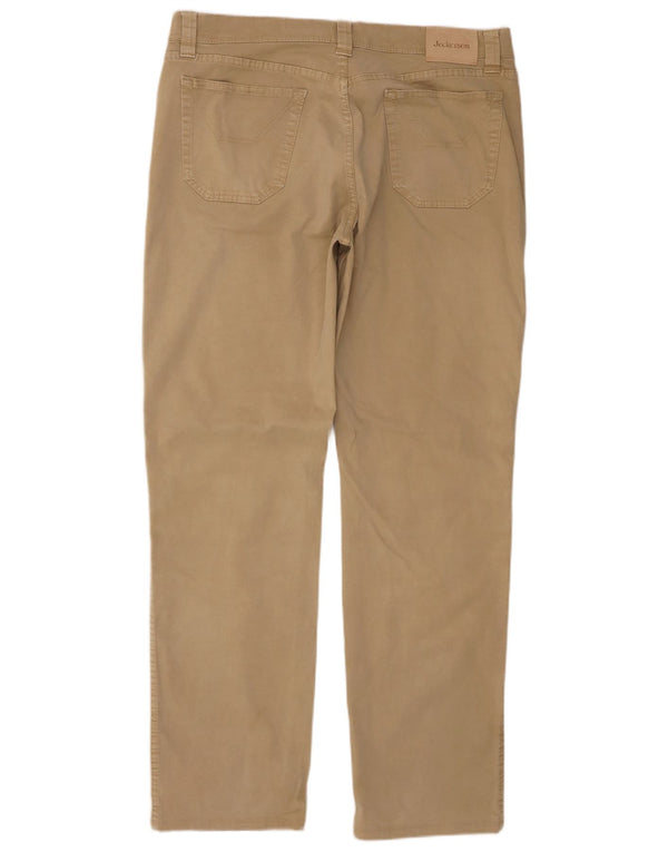 Calça casual reta masculina Jeckerson W40 L34 algodão bege