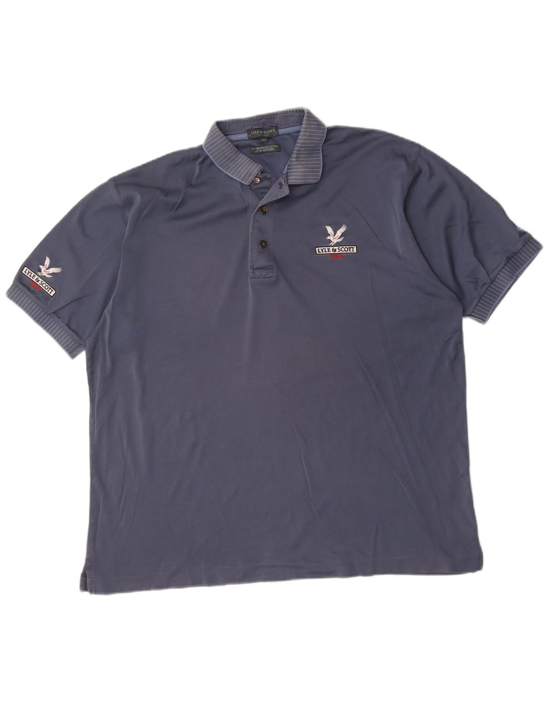 Camisa polo masculina Lyle & Scott grande algodão azul marinho