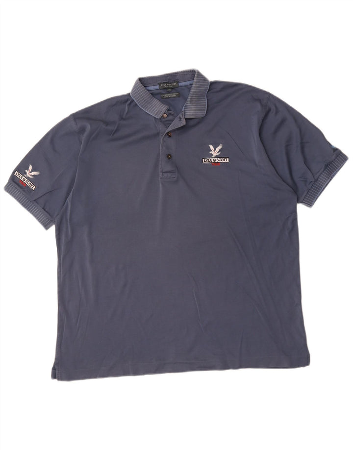 Camisa polo masculina Lyle & Scott grande algodão azul marinho