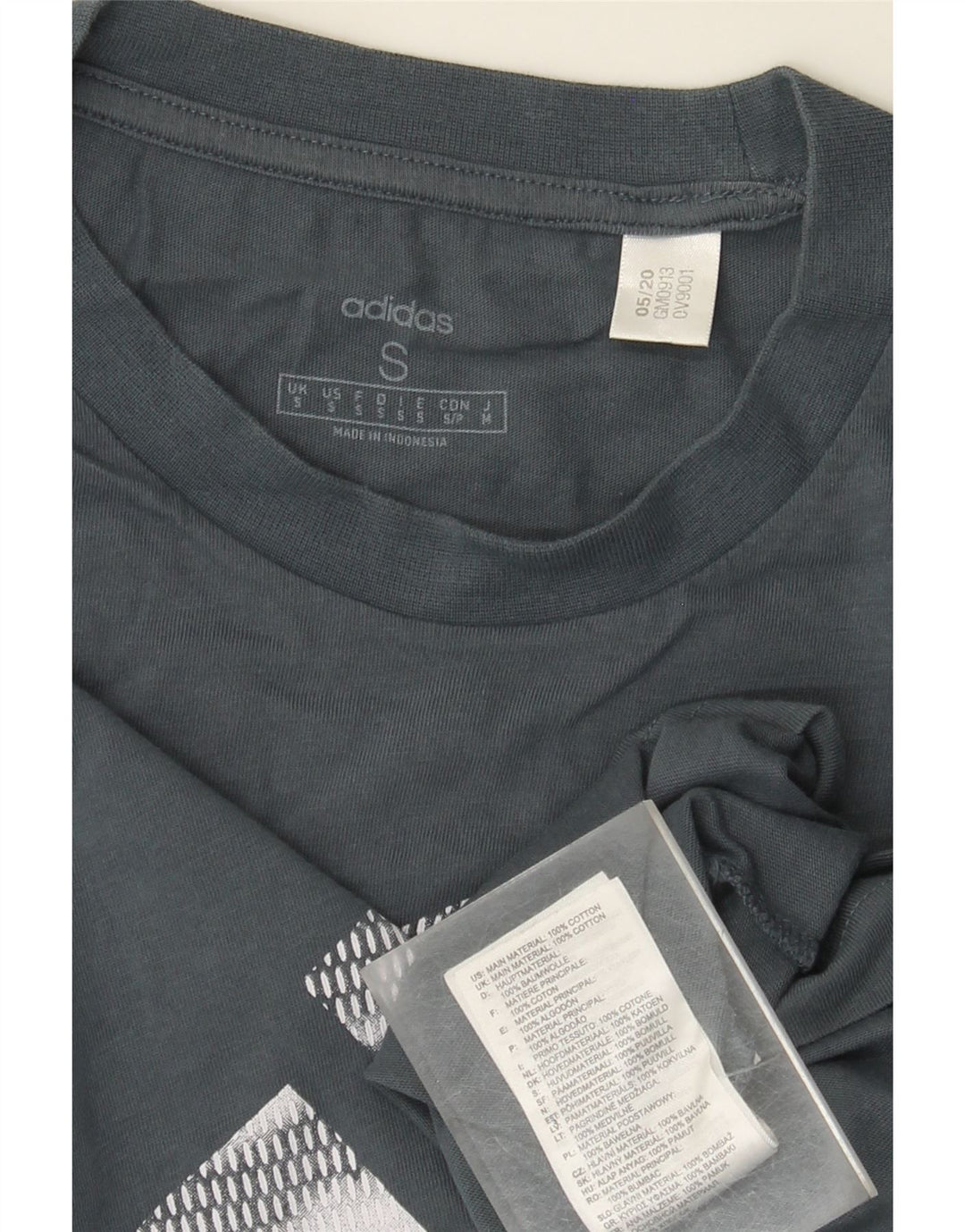Camiseta Adidas Masculina Graphic Top Pequeno Algodão Azul