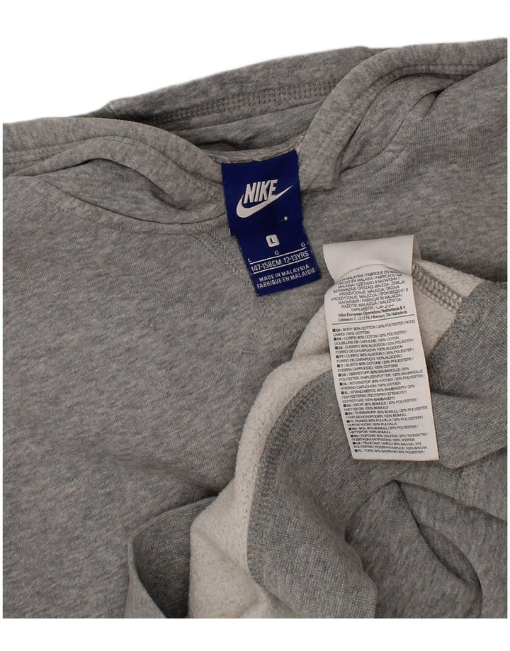 NIKE Meninos moletom com capuz 12-13 anos grande cinza algodão