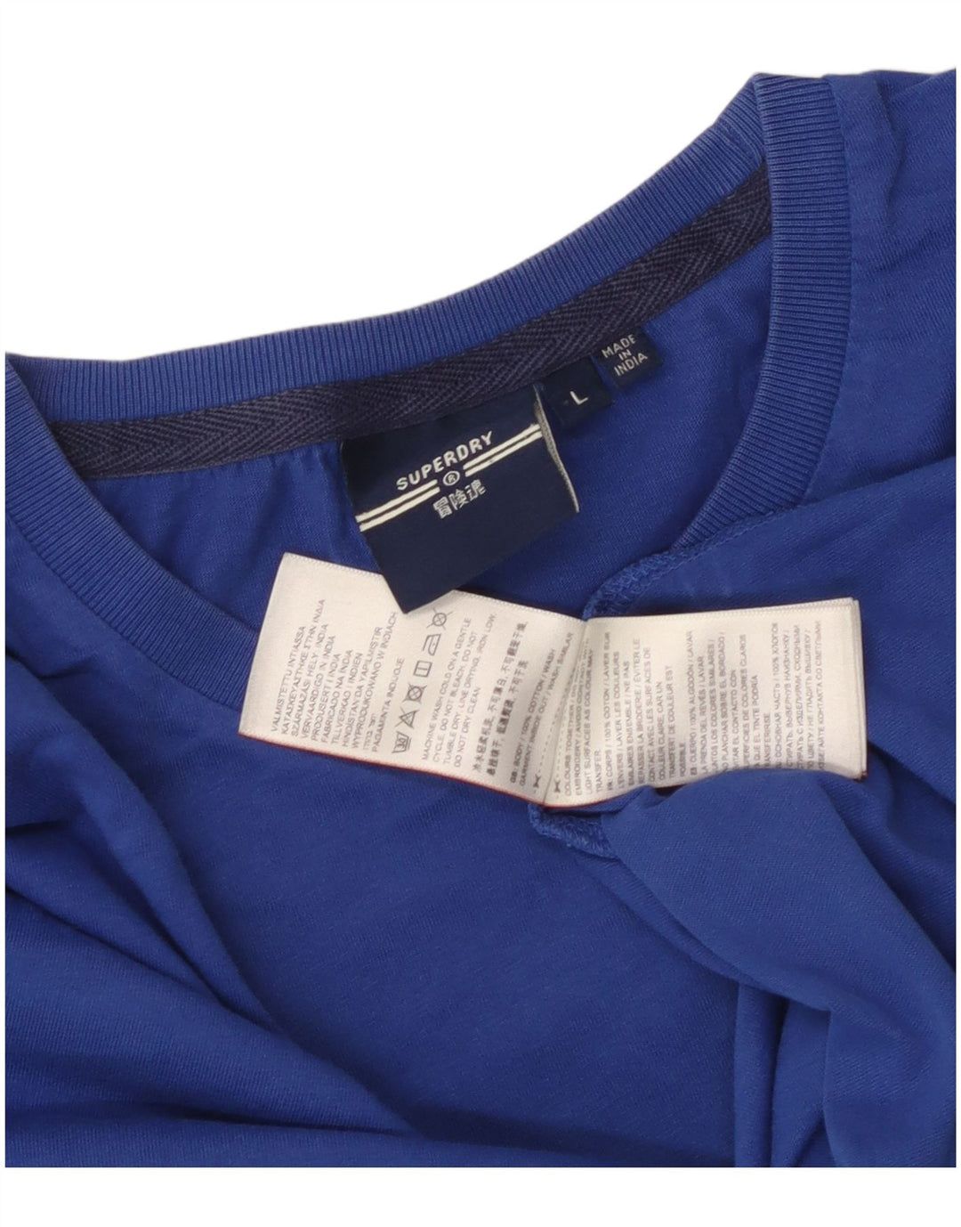 Camiseta masculina Superdry Top grande algodão azul