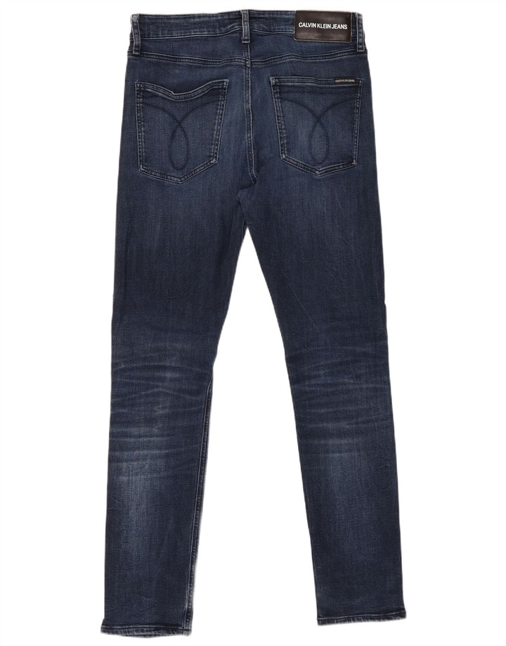 CALVIN KLEIN Masculino Slim Jeans W33 L32 Azul Marinho Algodão