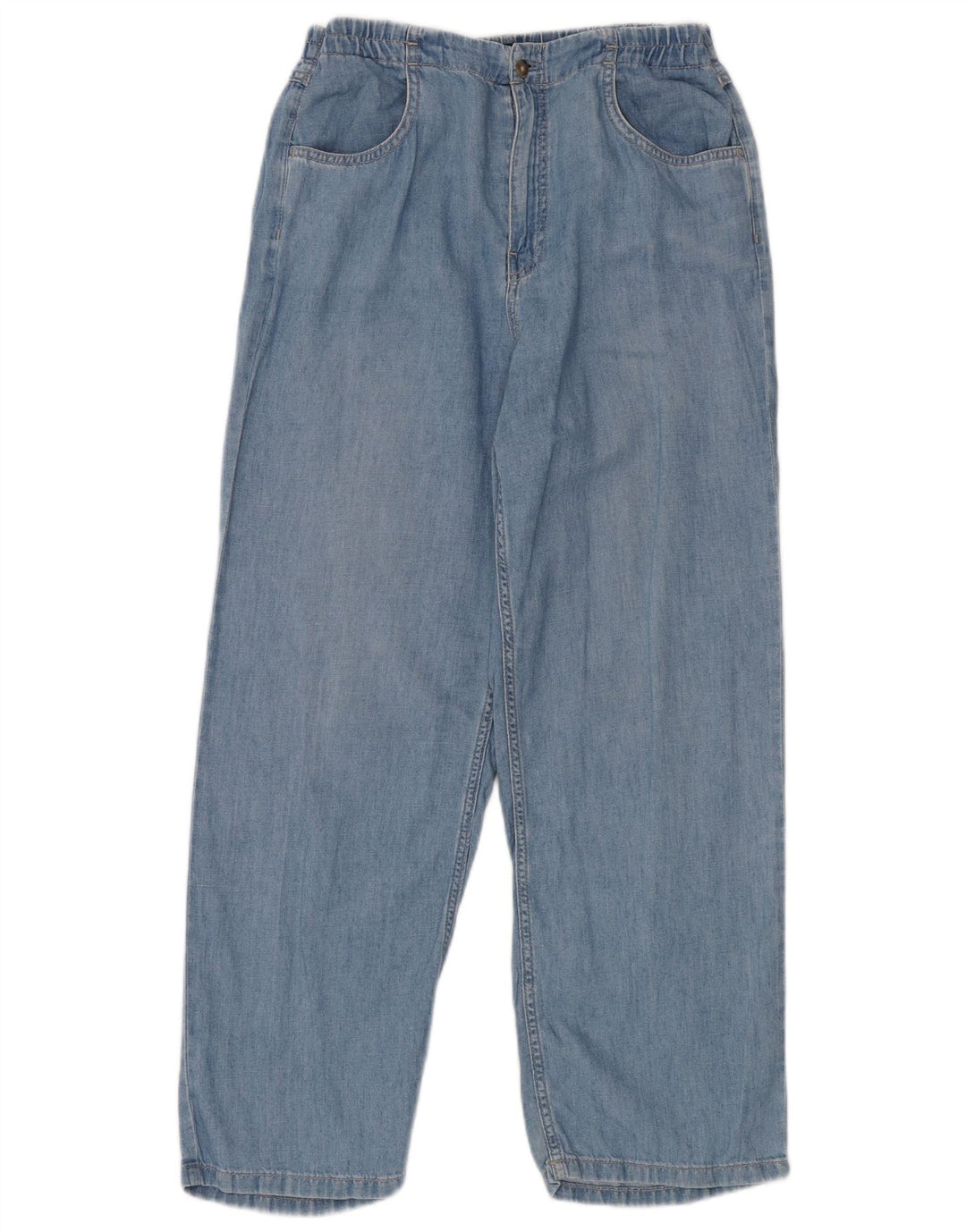 Jeans soltos de cintura alta feminino Massimo Dutti W28 L28 azul
