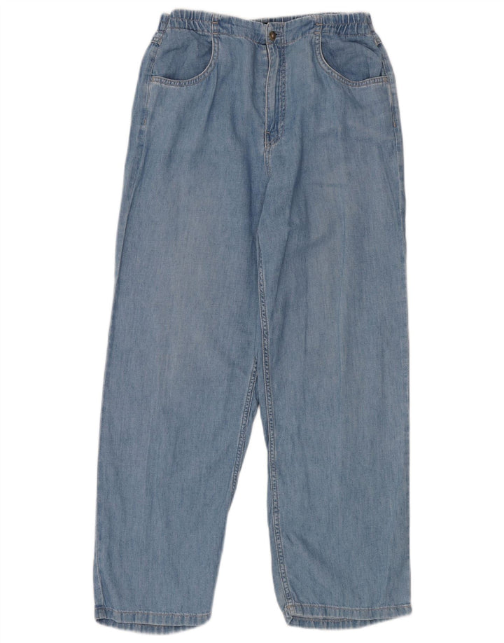 Jeans soltos de cintura alta feminino Massimo Dutti W28 L28 azul