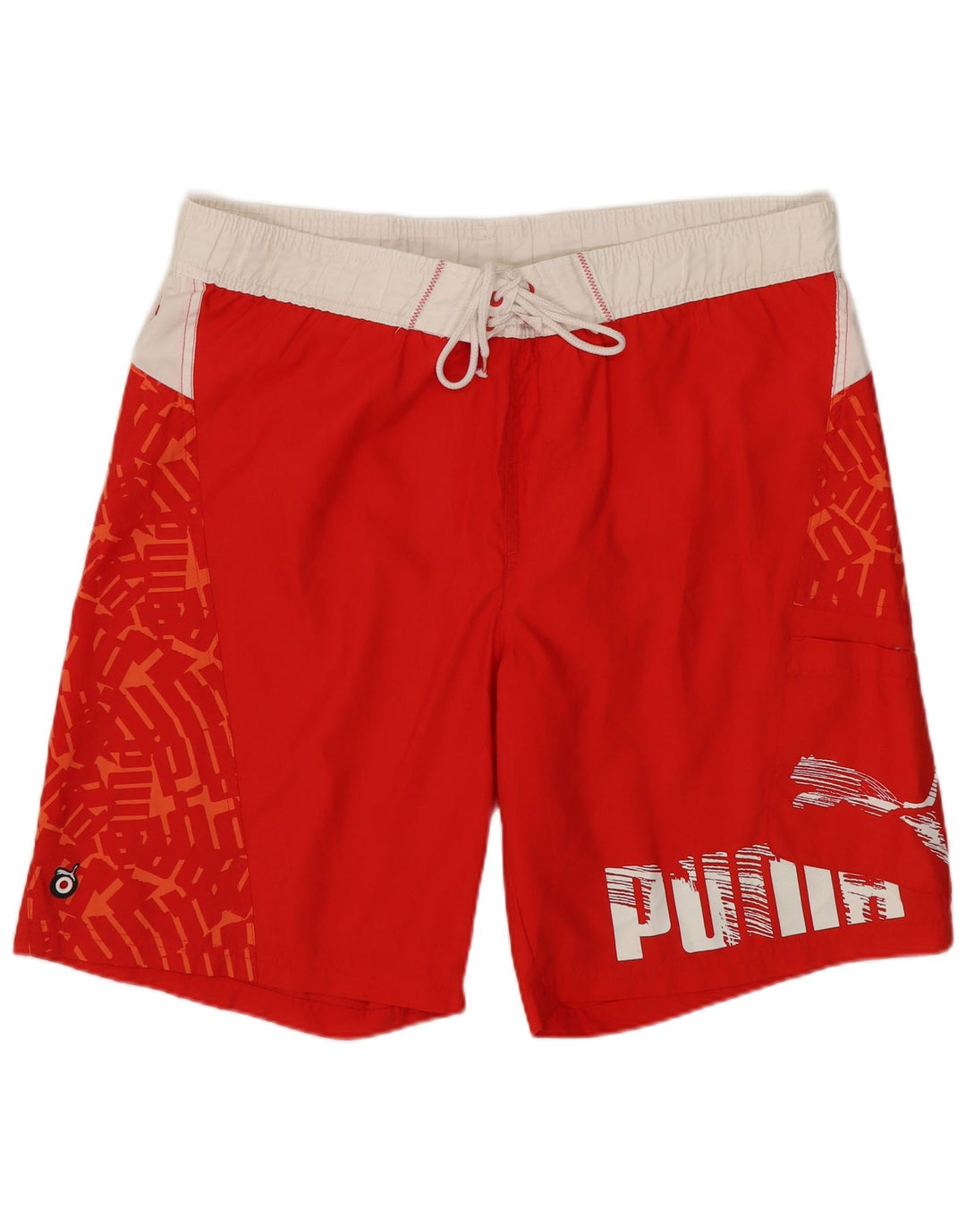 Shorts de natação masculinos Puma Graphic médio vermelho colorblock poliéster