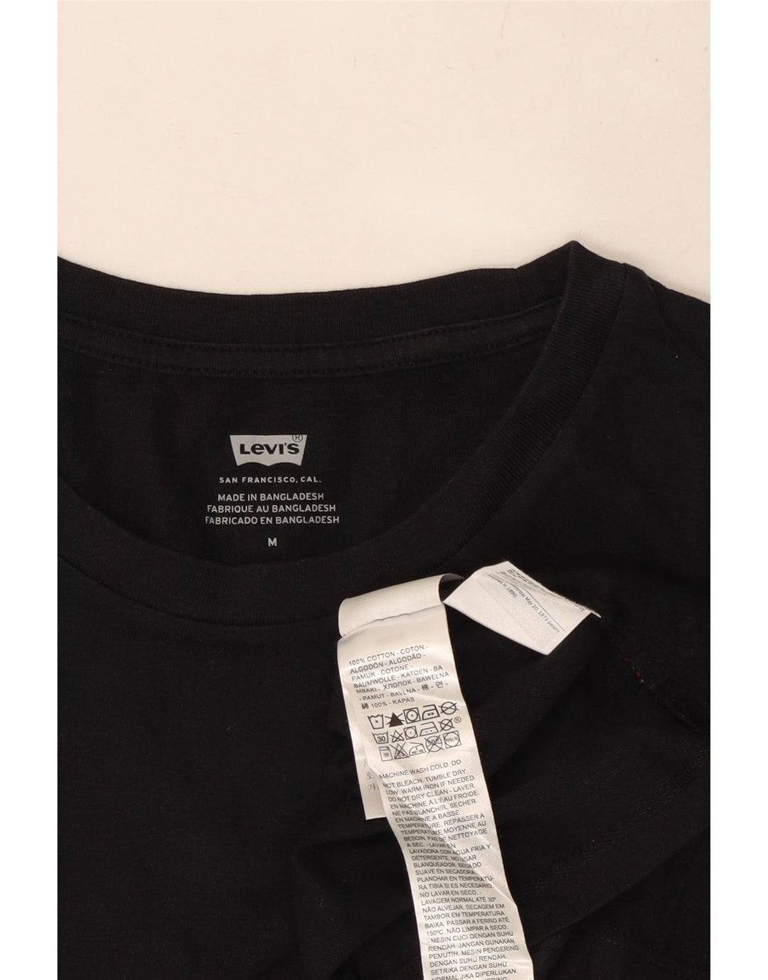 Camiseta feminina com estampa cropped LEVI'S Reino Unido 14 algodão preto médio