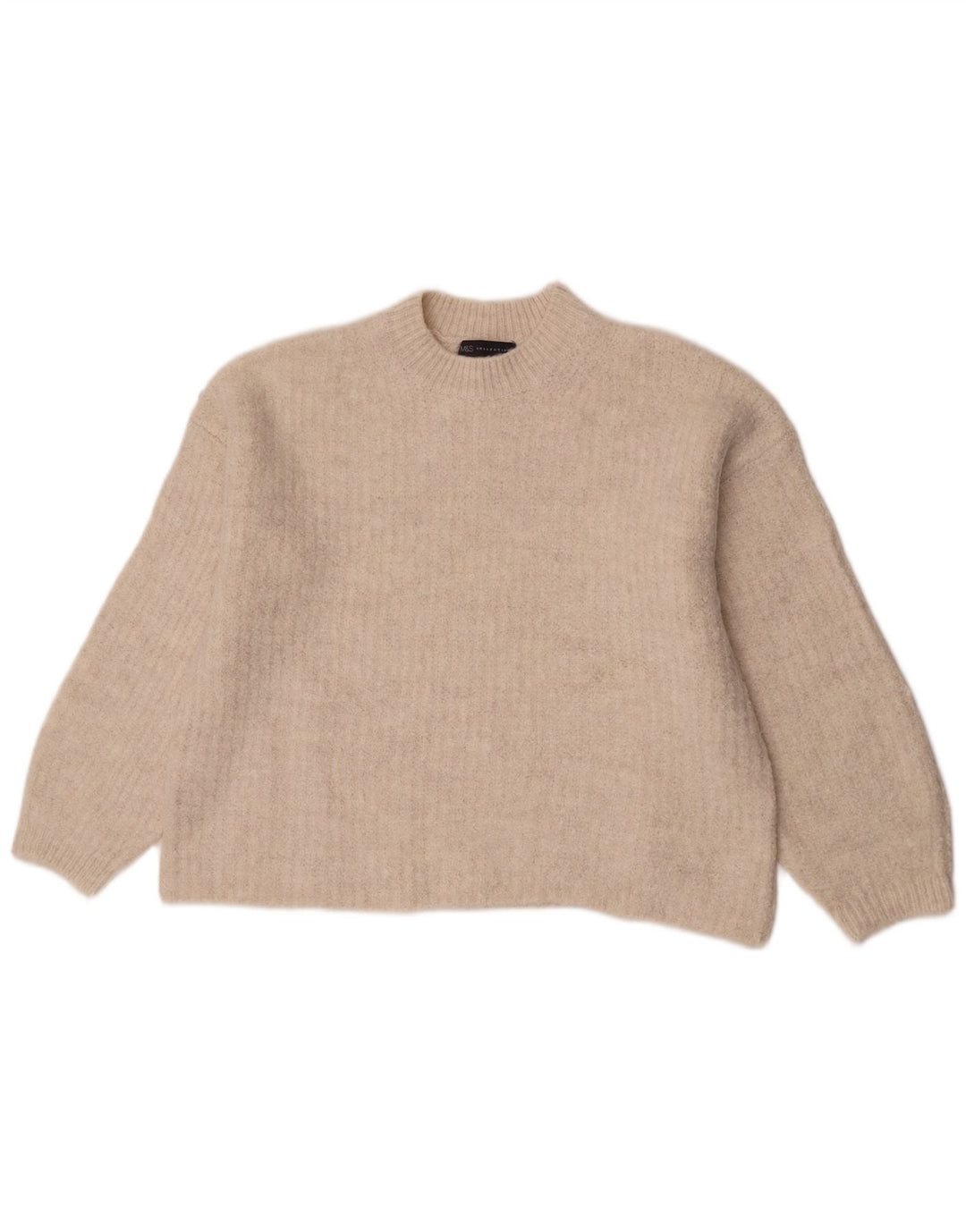 Suéter feminino Marks & Spencer com gola redonda Reino Unido 14 acrílico bege médio