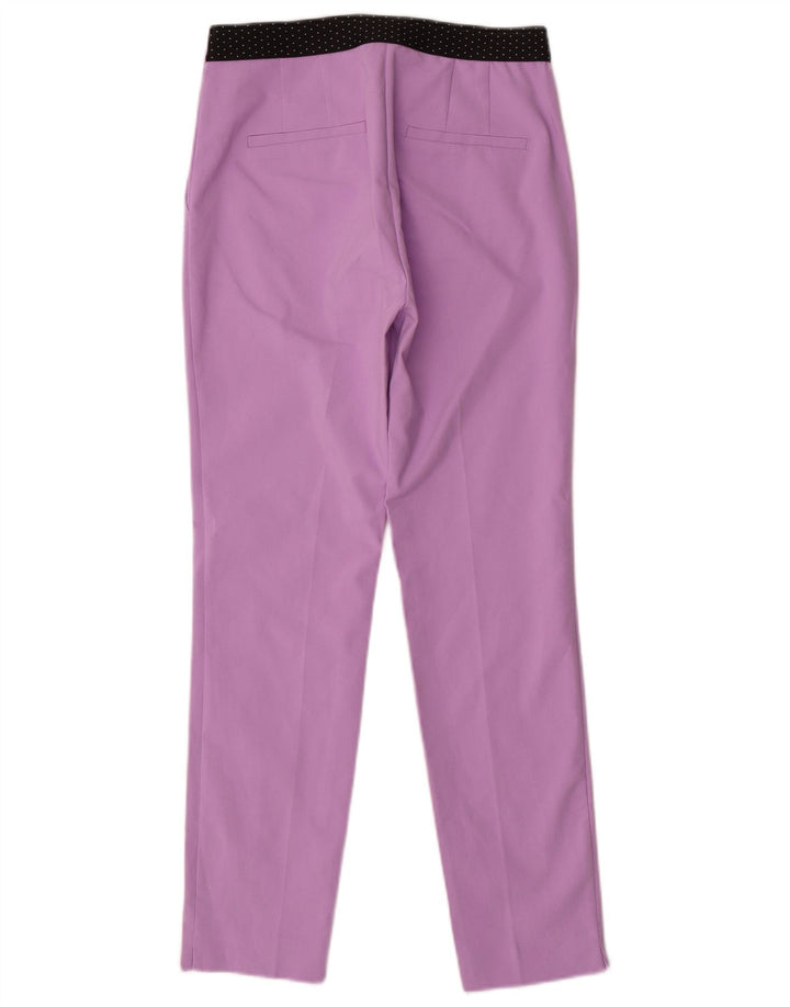 Calça feminina Zara Slim Suit pequena W27 L27 poliéster roxo