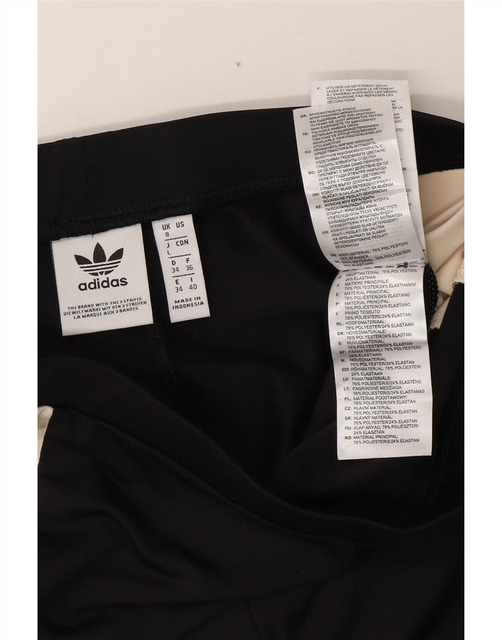 ADIDAS Womens Leggings UK 8 Small Black Colourblock Poliéster