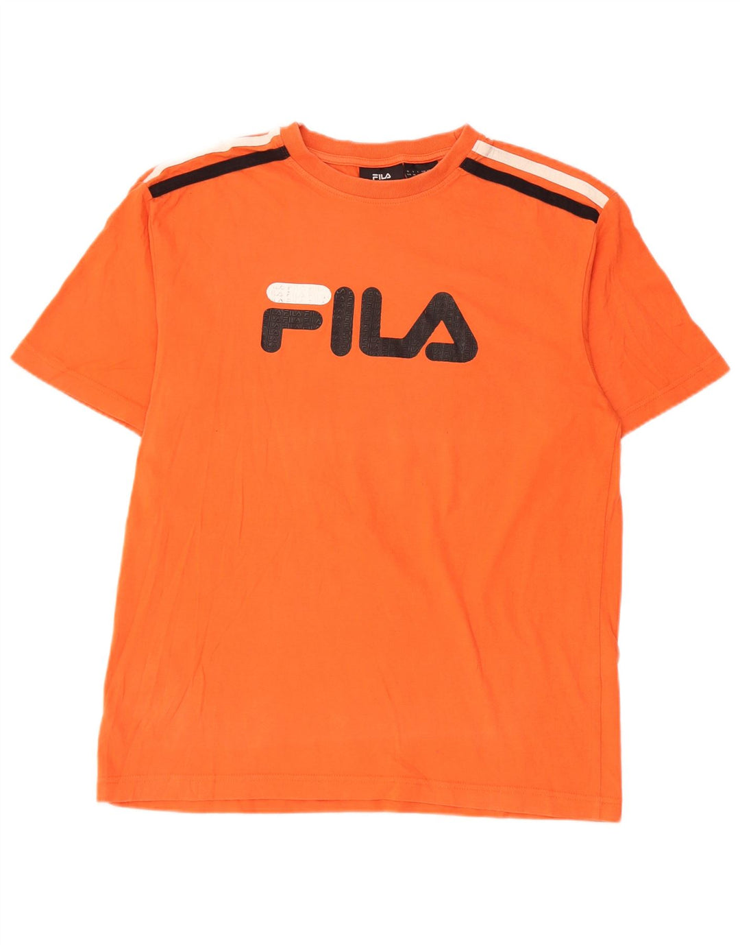 Fila Mens Graphic T-Shirt Top Médio Algodão Listrado Laranja