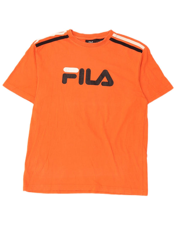 Fila Mens Graphic T-Shirt Top Médio Algodão Listrado Laranja