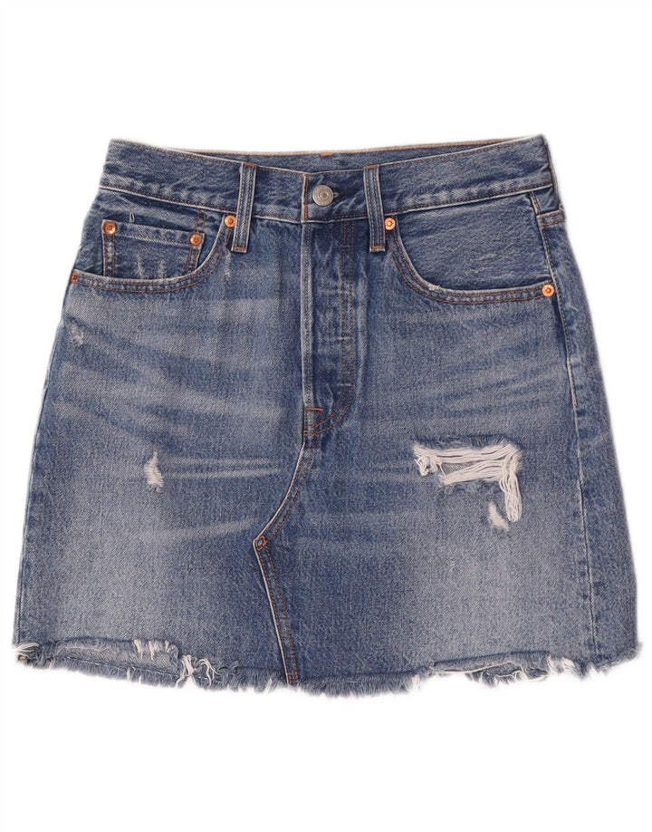 Saia jeans feminina Levi's W27 pequena azul algodão