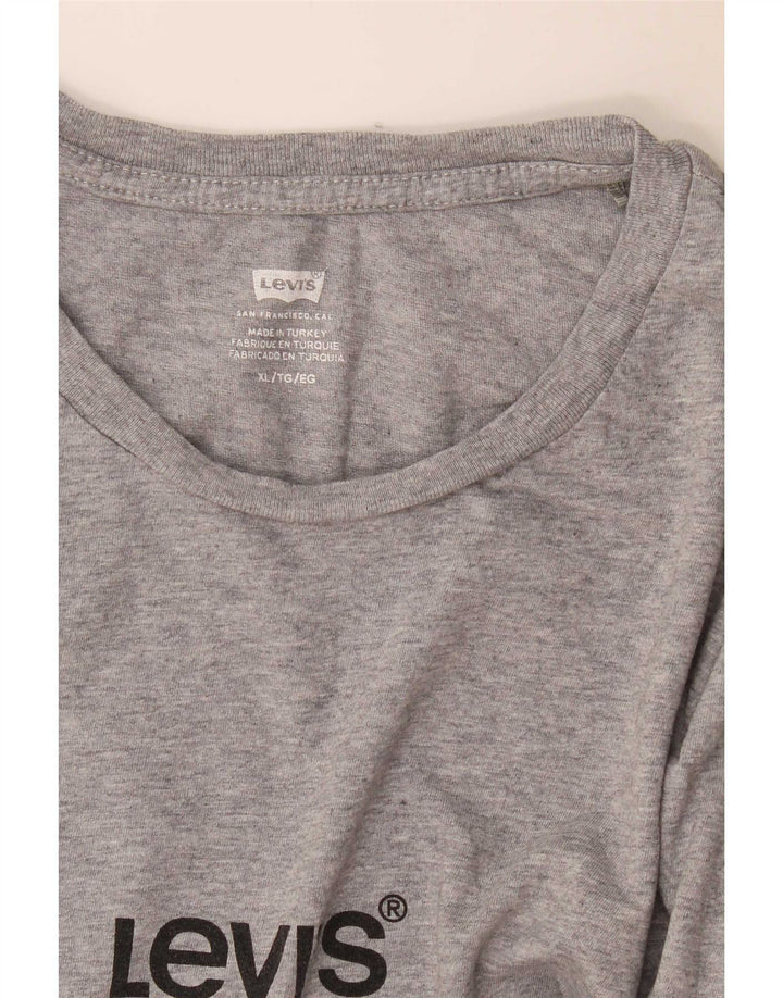 Camiseta gráfica masculina Levi's Top XL cinza manchado
