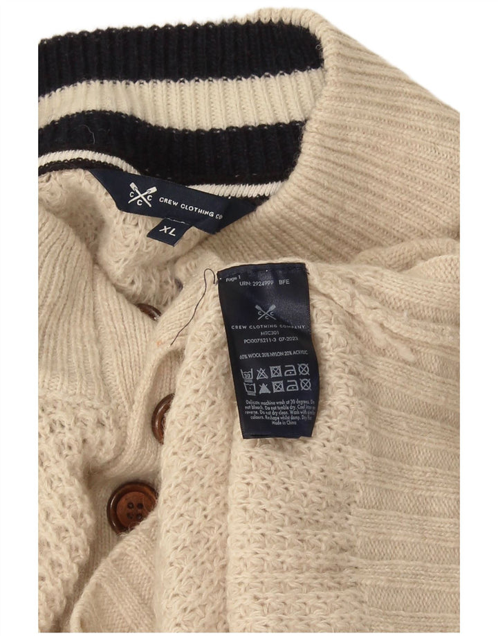 Suéter masculino com gola redonda e gola redonda XL de lã bege