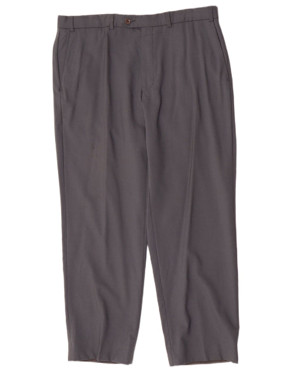 Calça masculina de terno reto Marks & Spencer W36 L29 cinza nova lã