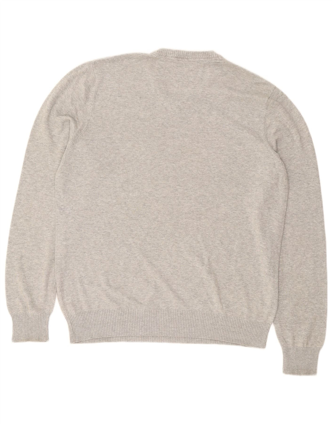 CREW CLOTHING Suéter masculino com decote em V grande algodão cinza