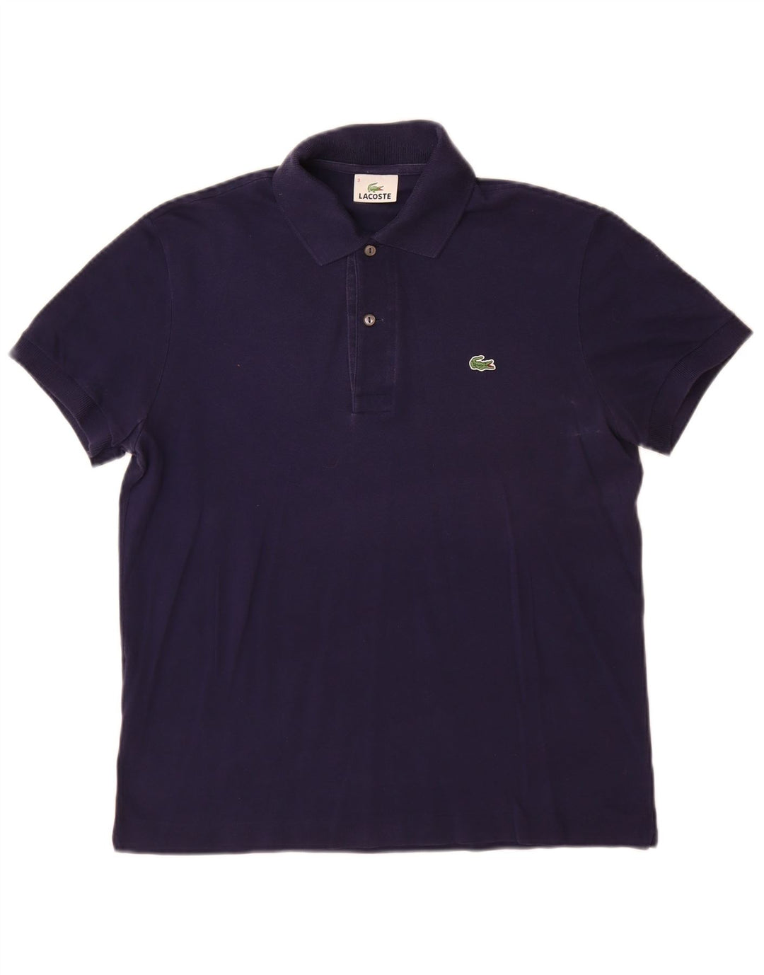 Camisa polo masculina Lacoste tamanho 3 pequeno algodão azul marinho