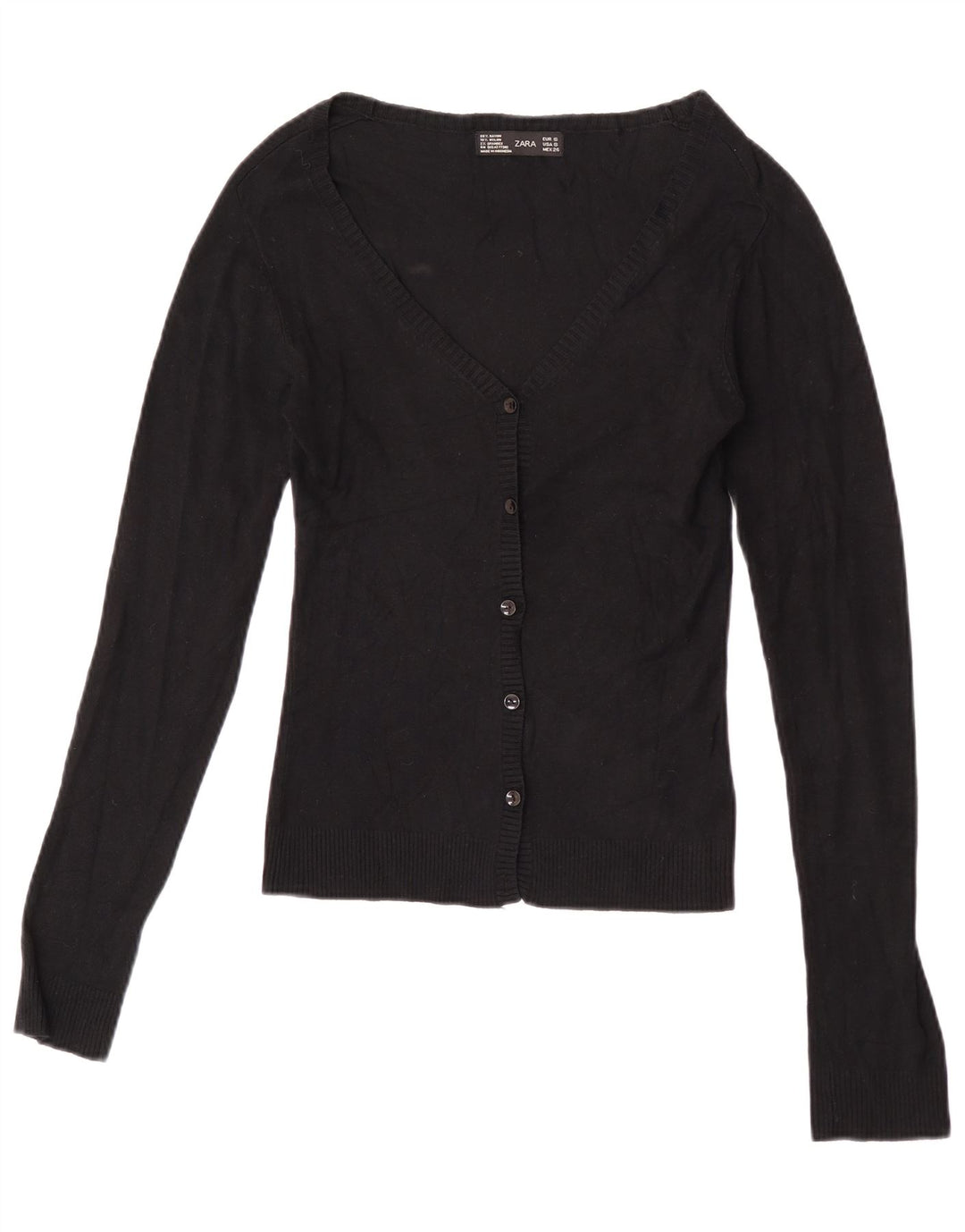Suéter cardigan feminino Zara Reino Unido 8 pequeno rayon preto