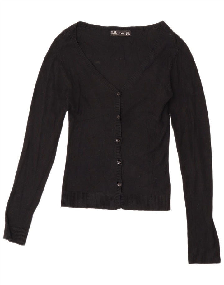 Suéter cardigan feminino Zara Reino Unido 8 pequeno rayon preto