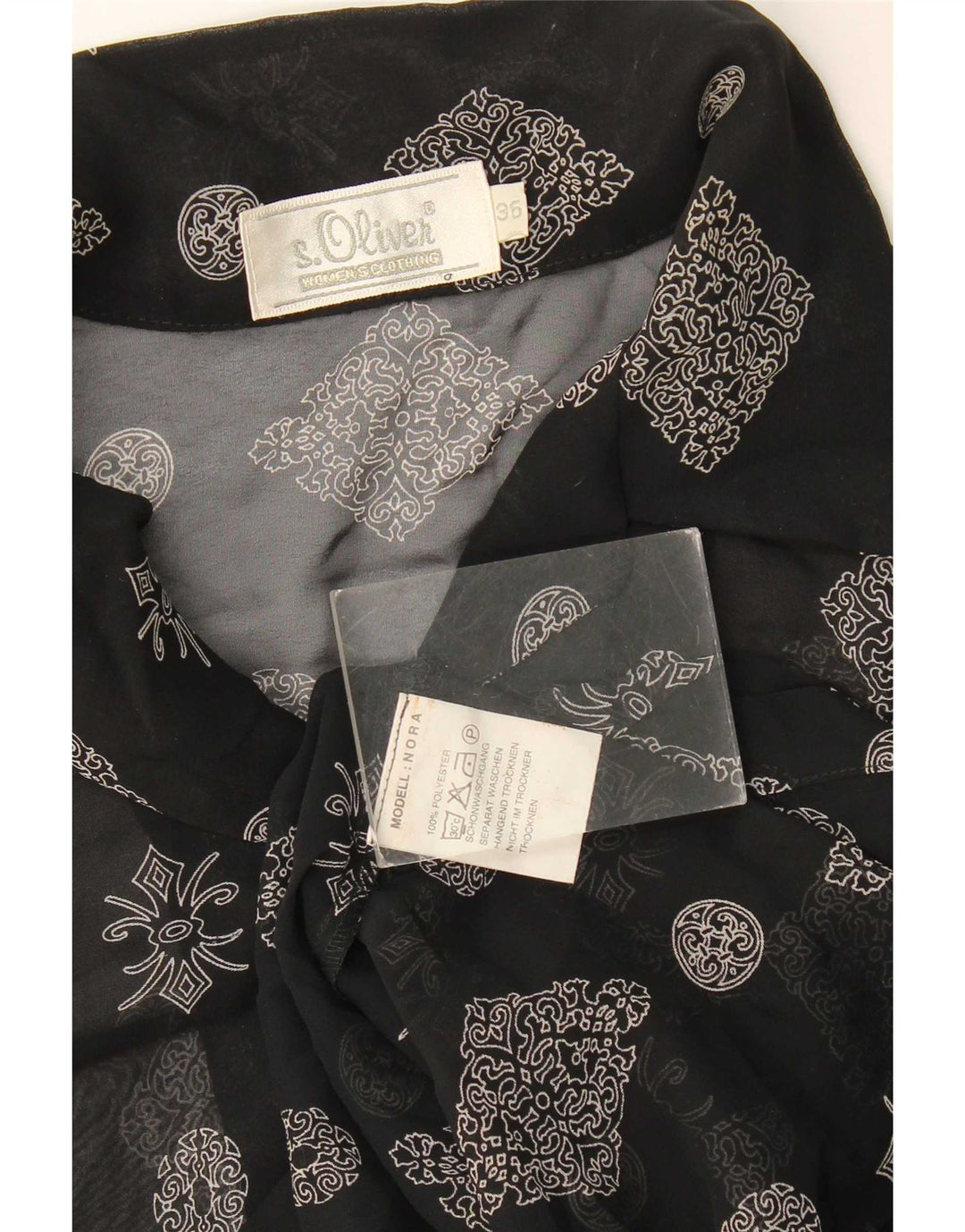 Blusa feminina S.Oliver Longline EU 36 pequena preta floral poliéster