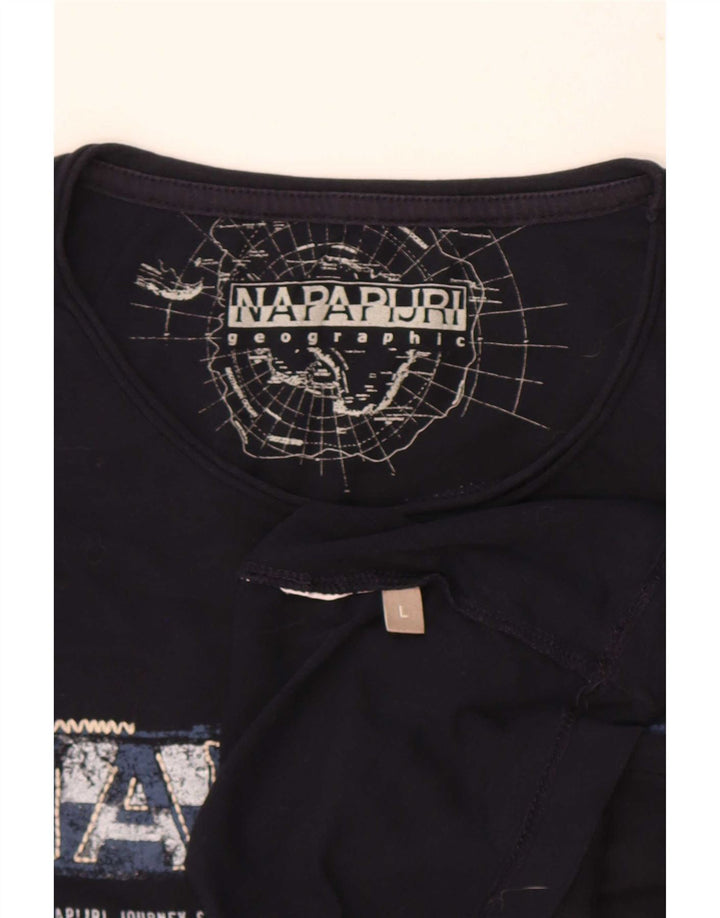 Camiseta masculina gráfica Napapijri grande azul marinho