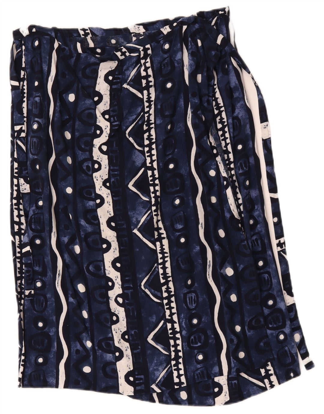 Saia feminina vintage W34 grande azul marinho geométrica