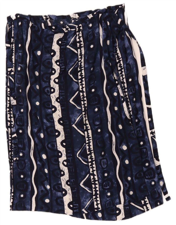 Saia feminina vintage W34 grande azul marinho geométrica