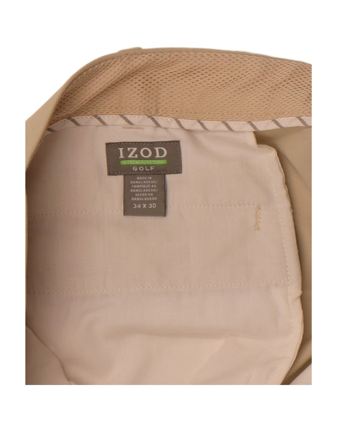 Calça chino reta masculina IZOD Golf W34 L30 bege