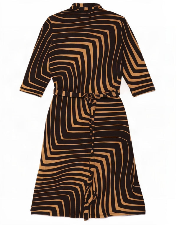 Vestido feminino Hobbs com manga 3/4 UK 10 pequeno preto listrado viscose