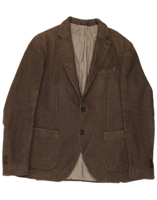 Jaqueta blazer masculina Massimo Dutti com 2 botões UE 50 lã marrom médio