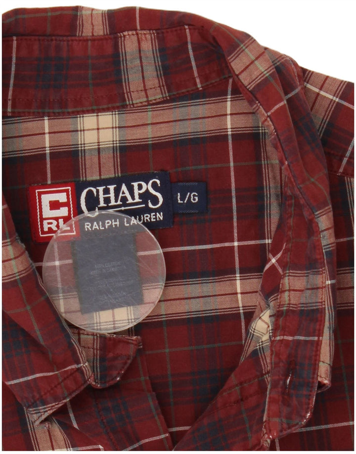 Camisa masculina Chaps grande algodão xadrez Borgonha