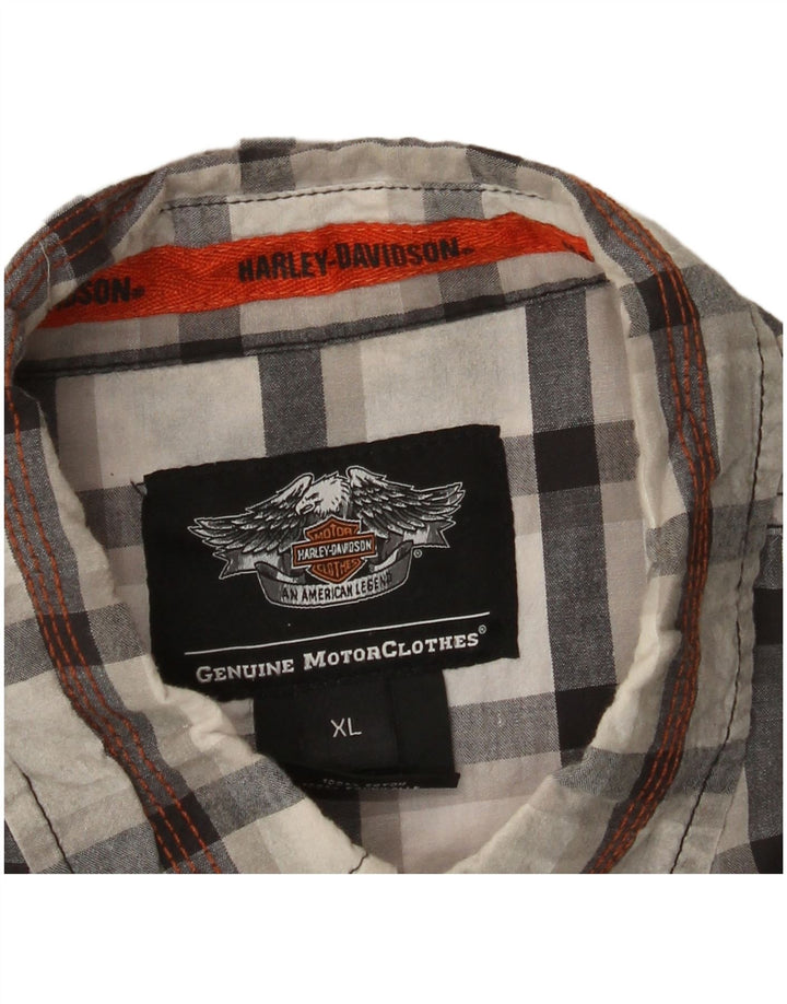 Camisa masculina gráfica Harley Davidson de manga curta XL cinza xadrez algodão