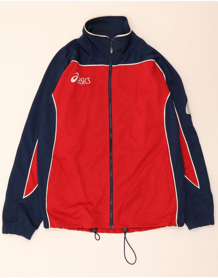 ASICS Mens Treino Top Jacket Medium Red Colourblock Poliéster