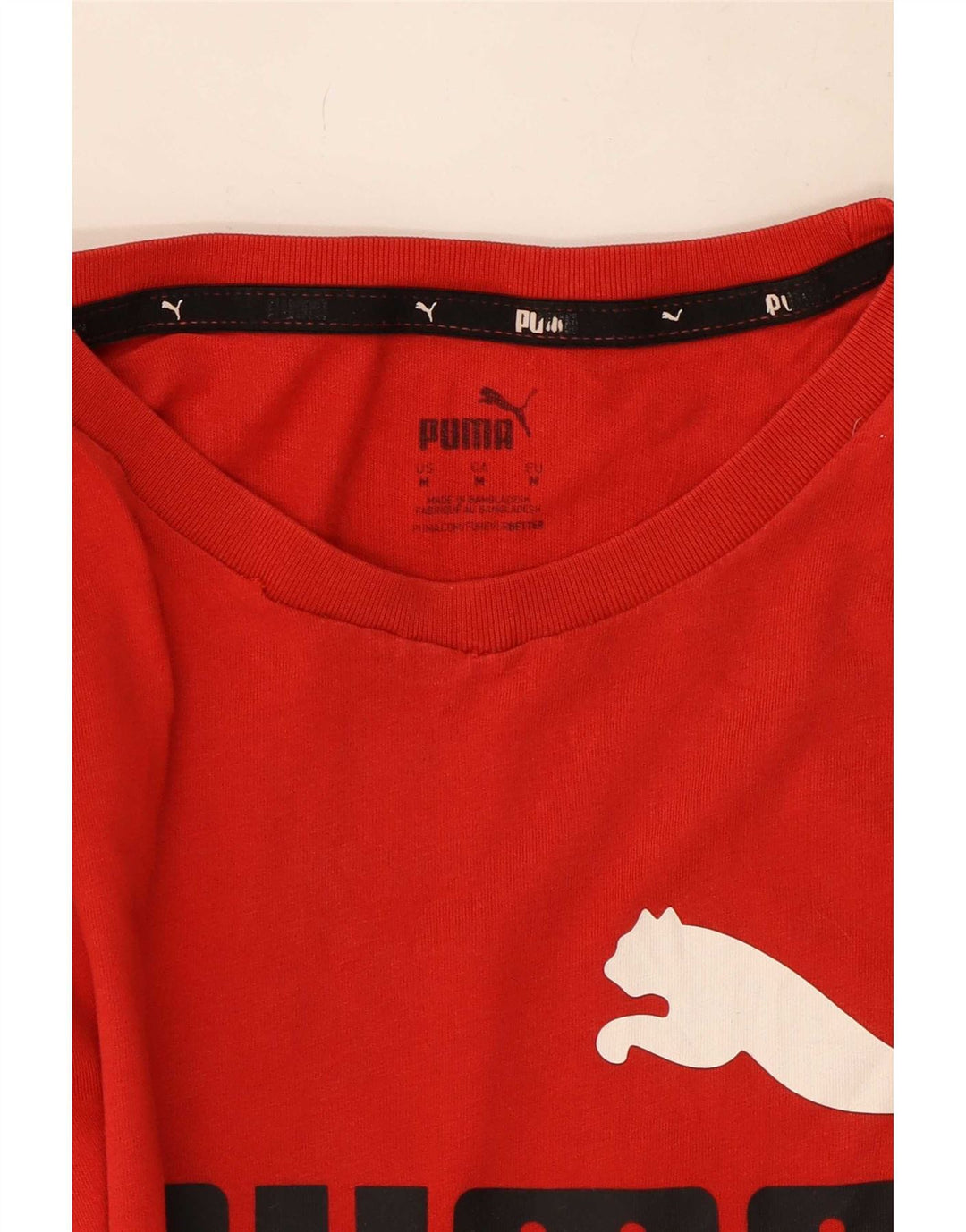 Puma Mens Graphic T-Shirt Top Médio Algodão Vermelho