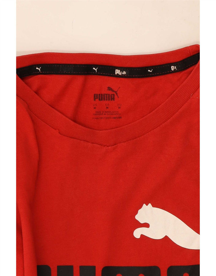 Puma Mens Graphic T-Shirt Top Médio Algodão Vermelho