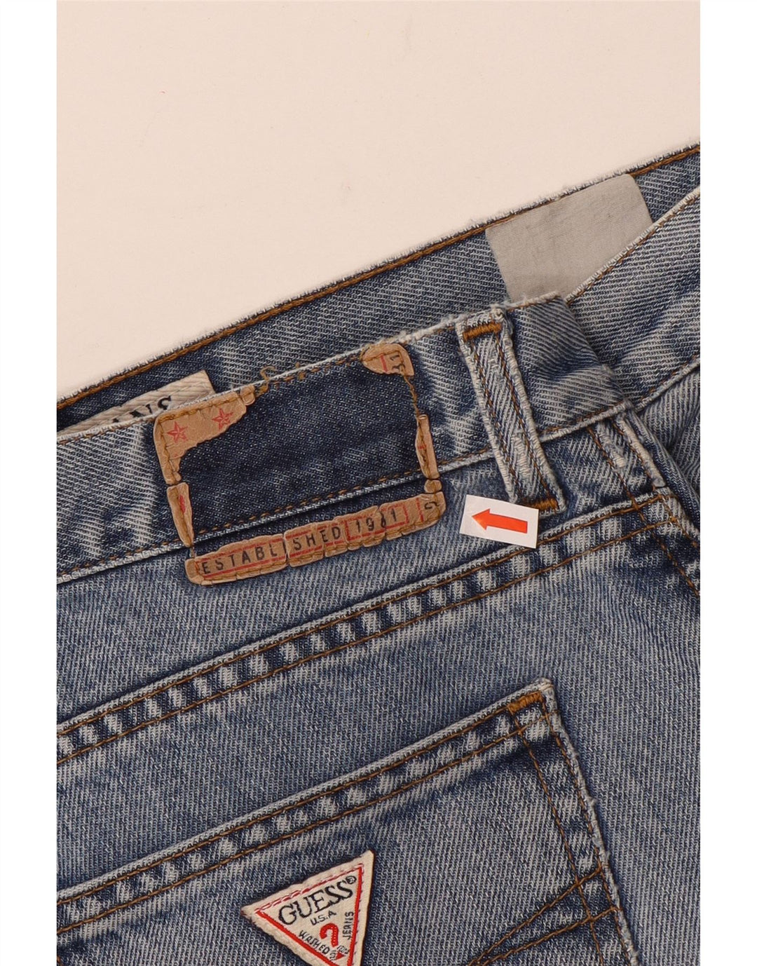 Guess Calça jeans reta masculina desgastada W34 L31 azul