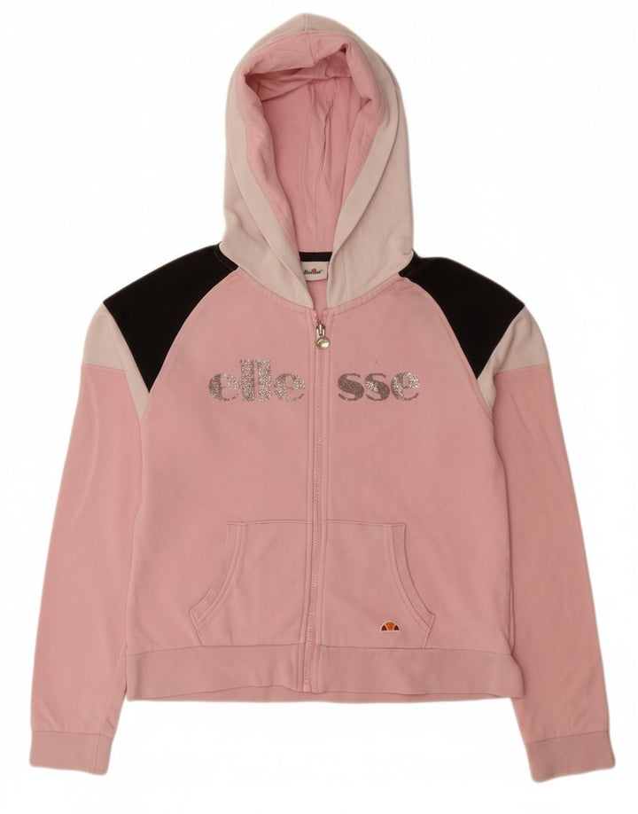 Suéter feminino com capuz e zíper gráfico ELLESSE 11-12 anos rosa colorblock