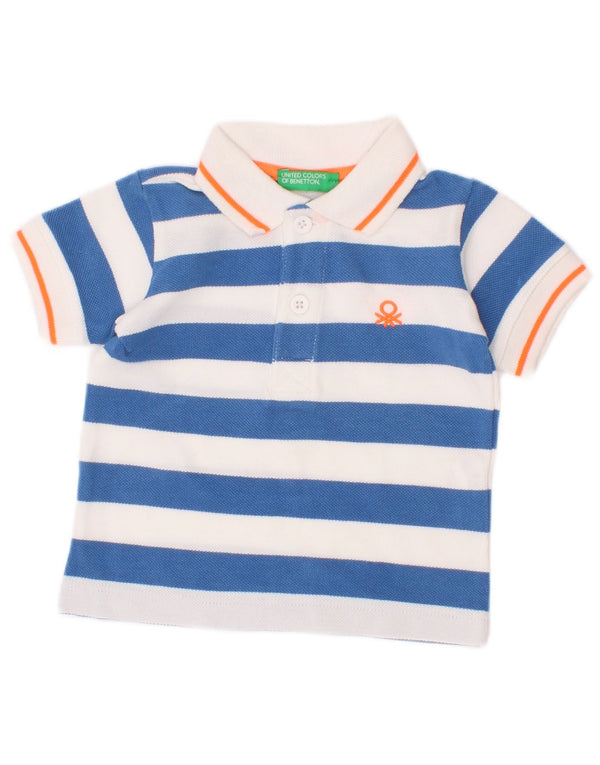 Pólo Benetton Bebé Menino 3-6 Meses Algodão Listrado Azul