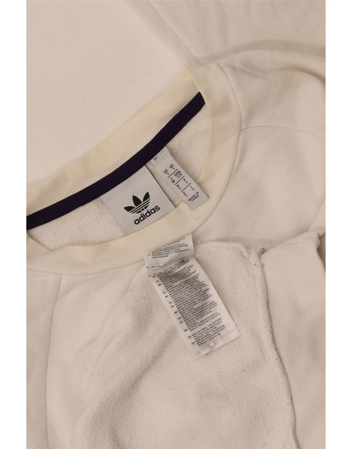 ADIDAS Mens Graphic Sweatshirt Jumper Pequeno Algodão Branco