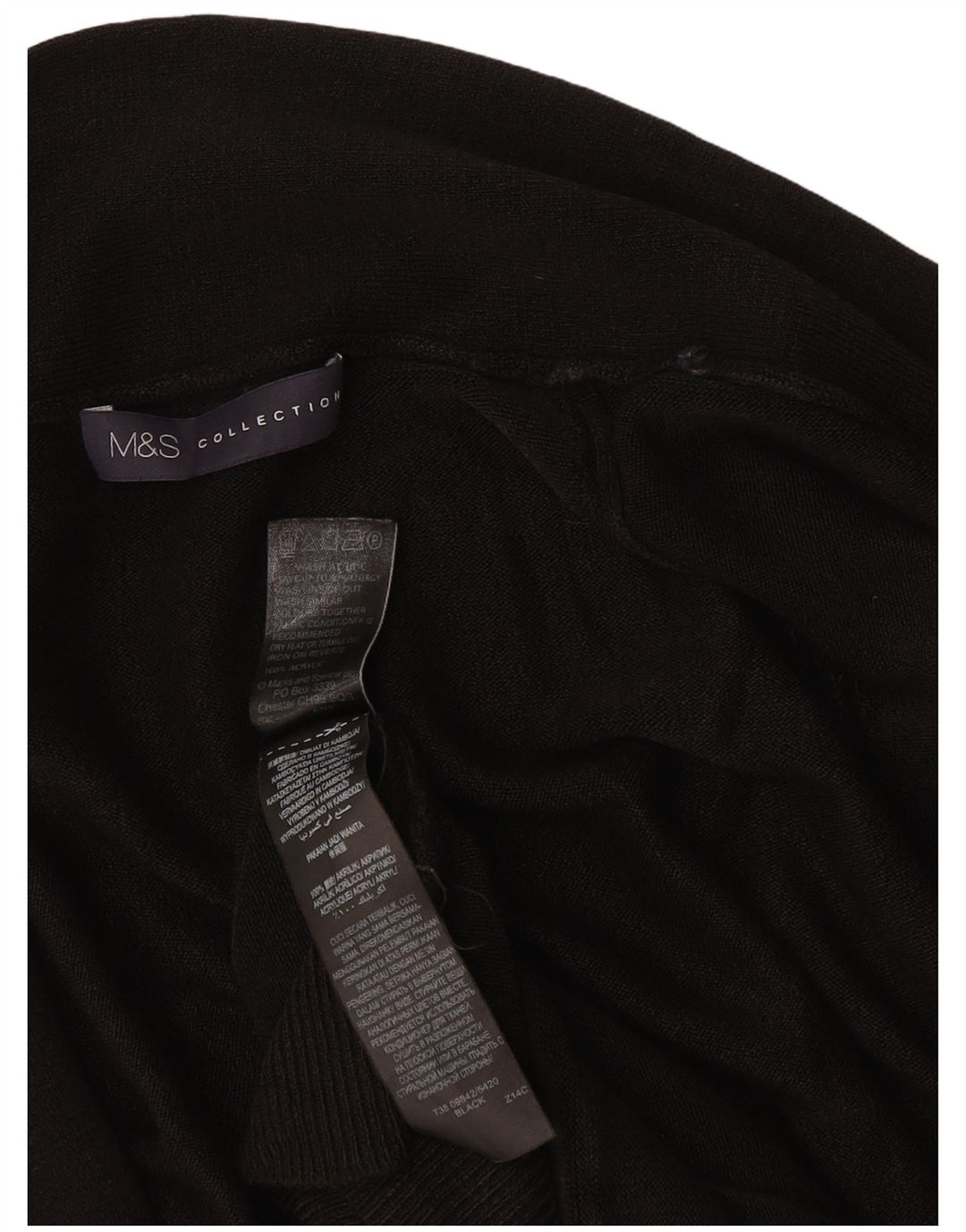Suéter de cardigã aberto feminino Marks & Spencer Reino Unido 12 acrílico preto médio