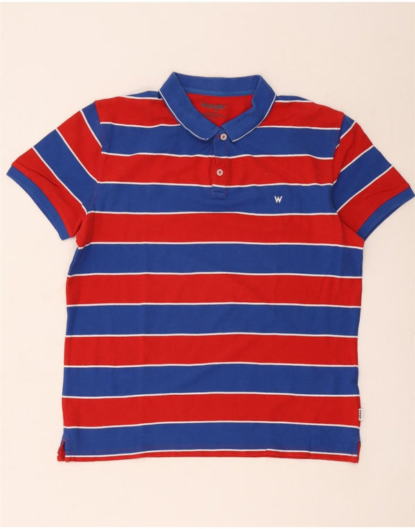 Camisa polo masculina Wrangler grande algodão listrado vermelho